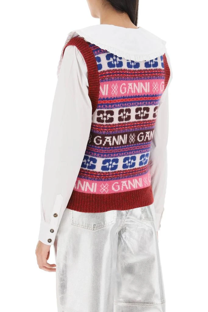 商品Ganni|Jacquard Wool Vest With Logo Pattern,价格¥1187,第4张图片详细描述