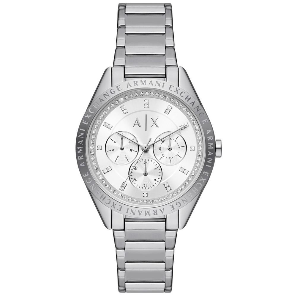 商品Armani Exchange|Women's Multifunction Silver-Tone Stainless Steel Bracelet Watch, 38mm and Toprings Set,价格¥1646,第4张图片详细描述