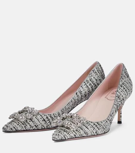 商品Roger Vivier|Flower Strass tweed pumps,价格¥14324,第5张图片详细描述