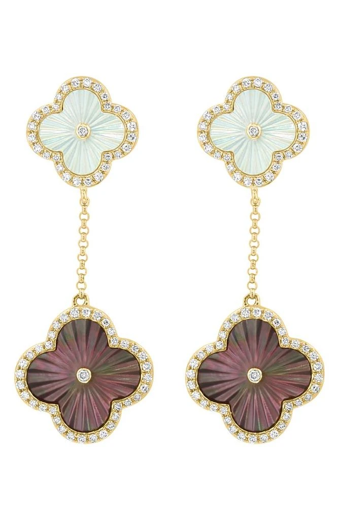 商品Effy|14k Gold Diamond Mother of Pearl Floral Drop Earrings - 0.46ct.,价格¥12298,第2张图片详细描述