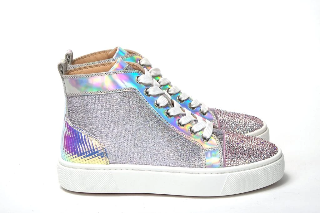 商品Christian Louboutin|Christian Louboutin Ab/Silver Super Lou Strass Fla Sneakers,价格¥5532,第1张图片