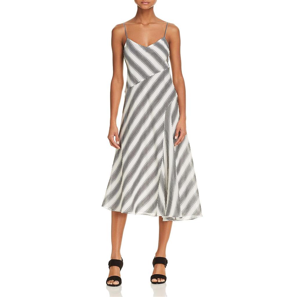 Theory Womens Striped Asymmetric Midi Dress商品第1张图片规格展示