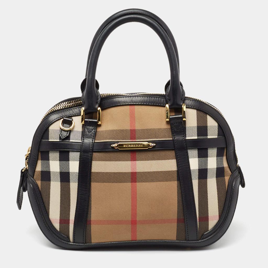 商品[二手商品] Burberry|Burberry Beige/Black House Check Canvas And Leather Orchard Bowling Bag,价格¥6178,第1张图片