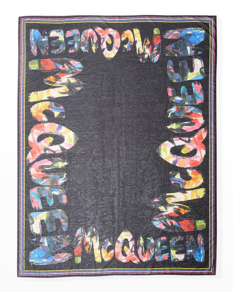 商品Alexander McQueen|Painted Graffiti Logo Silk-Blend Scarf,价格¥3463,第4张图片详细描述