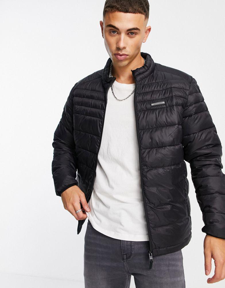 商品Jack & Jones|Jack & Jones Essentials padded jacket with stand collar in black,价格¥199,第1张图片