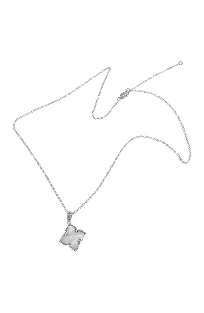 商品ADORNIA|White Rhodium Plated Mother of Pearl Flower Pendant Necklace,价格¥187,第4张图片详细描述