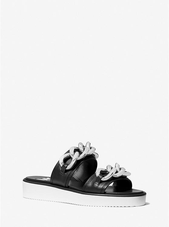 商品Michael Kors|Scarlett Chain Link Leather Slide Sandal,价格¥489,第1张图片