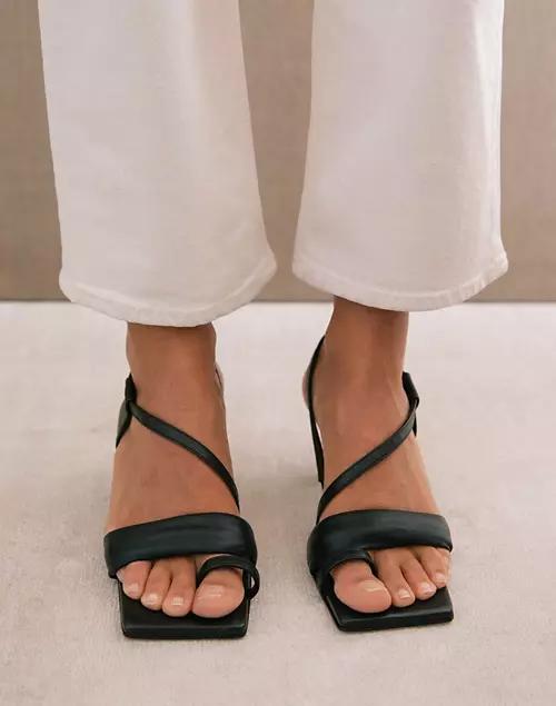ALOHAS Leather Asymmetrical Sandals in Black商品第4张图片规格展示