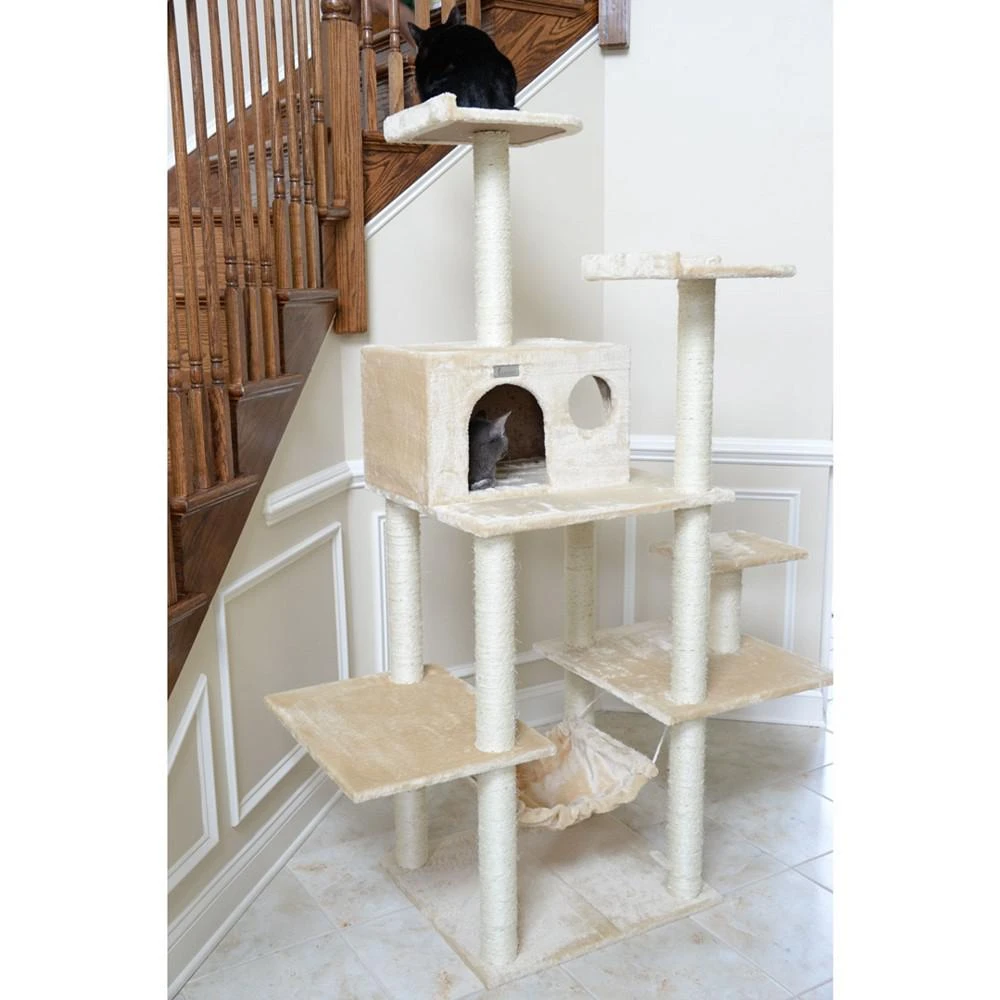 商品Macy's|GleePet 68-Inch Real Wood 5-Level Cat Tree With Hammock & Condo,价格¥1613,第2张图片详细描述