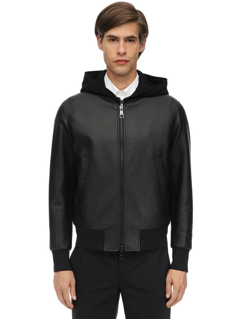 商品Neil Barrett|Hooded Leather Bomber Jacket,价格¥4951,第5张图片详细描述