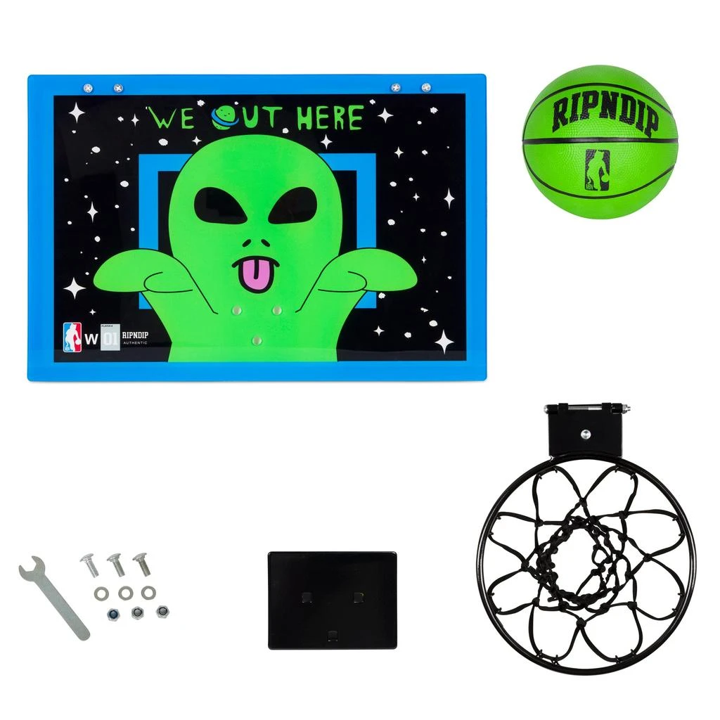 商品RIPNDIP|Peeking Alien Hanging Basketball Set (Black/Blue),价格¥458,第3张图片详细描述