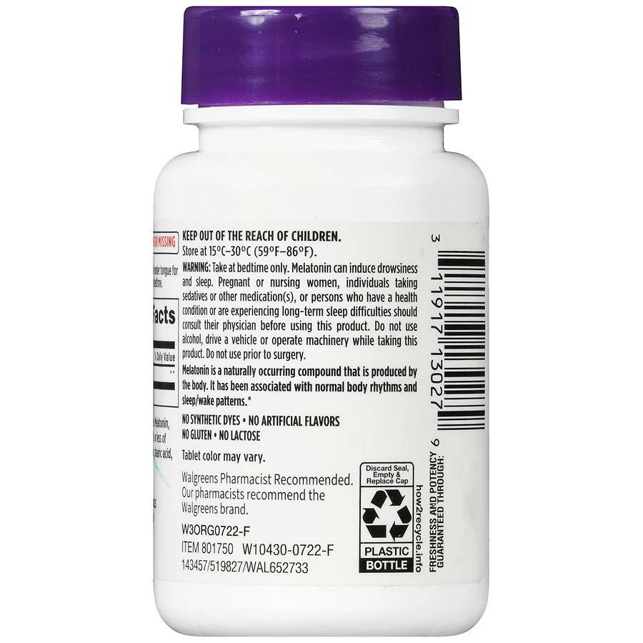 商品Walgreens|Dye Free Melatonin 10 mg Quick-Dissolving Tablets (60 days) Natural Cherry,价格¥75,第4张图片详细描述