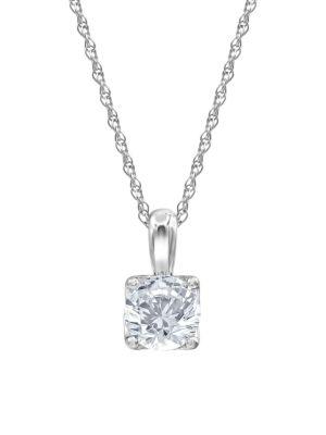 14K White Gold & 1 TCW Lab-Grown Diamond Solitaire Pendant Necklace商品第1张图片规格展示