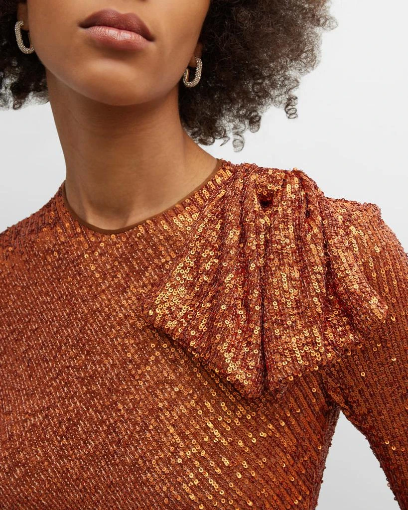 商品Naeem Khan|Long-Sleeve Sequin Gown with Bow Detail,价格¥10794,第5张图片详细描述