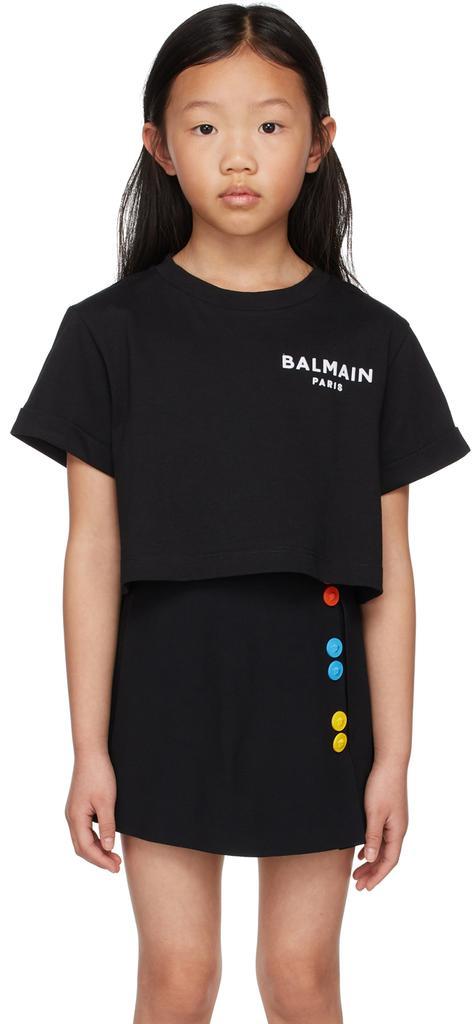 商品Balmain|Kids Black Small Logo T-Shirt,价格¥758,第1张图片