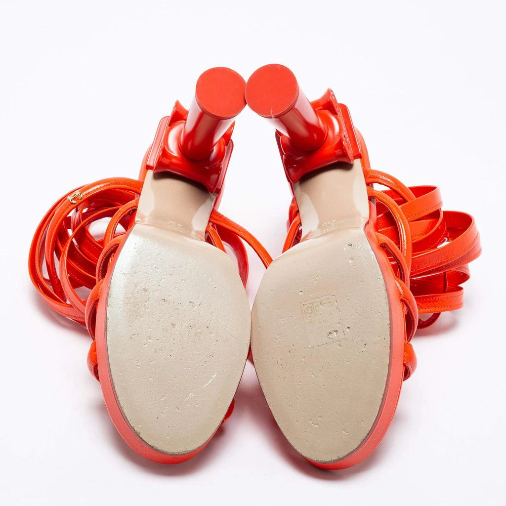 Chanel Orange Leather Ankle Wrap  Sandals Size 41 商品
