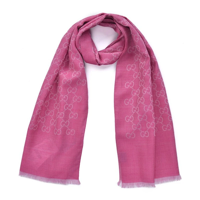 商品Gucci|GUCCI 古驰 女士粉色羊毛丝绸围巾 165904-3G646-5872,价格¥1168,第1张图片