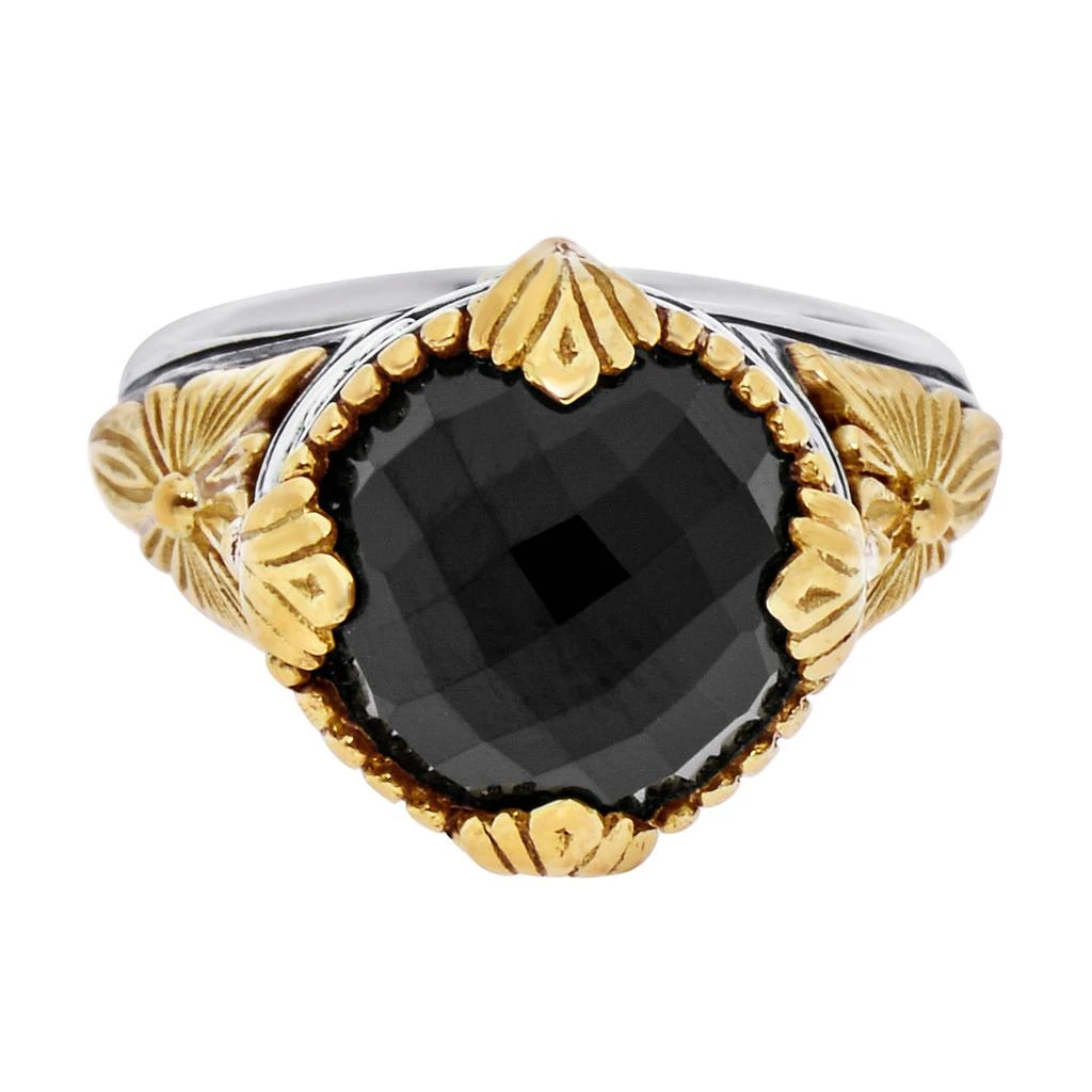 商品Konstantino|Konstantino Calypso Sterling Silver And 18K Yellow Gold, Onyx Statement Ring DKJ851-120 S7,价格¥3015,第1张图片
