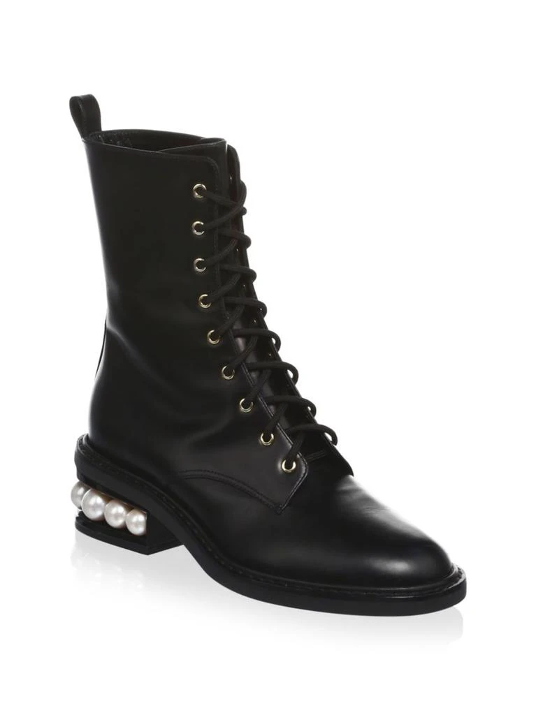 商品Nicholas Kirkwood|Casati Faux Pearl Leather Combat Boots,价格¥6075,第2张图片详细描述