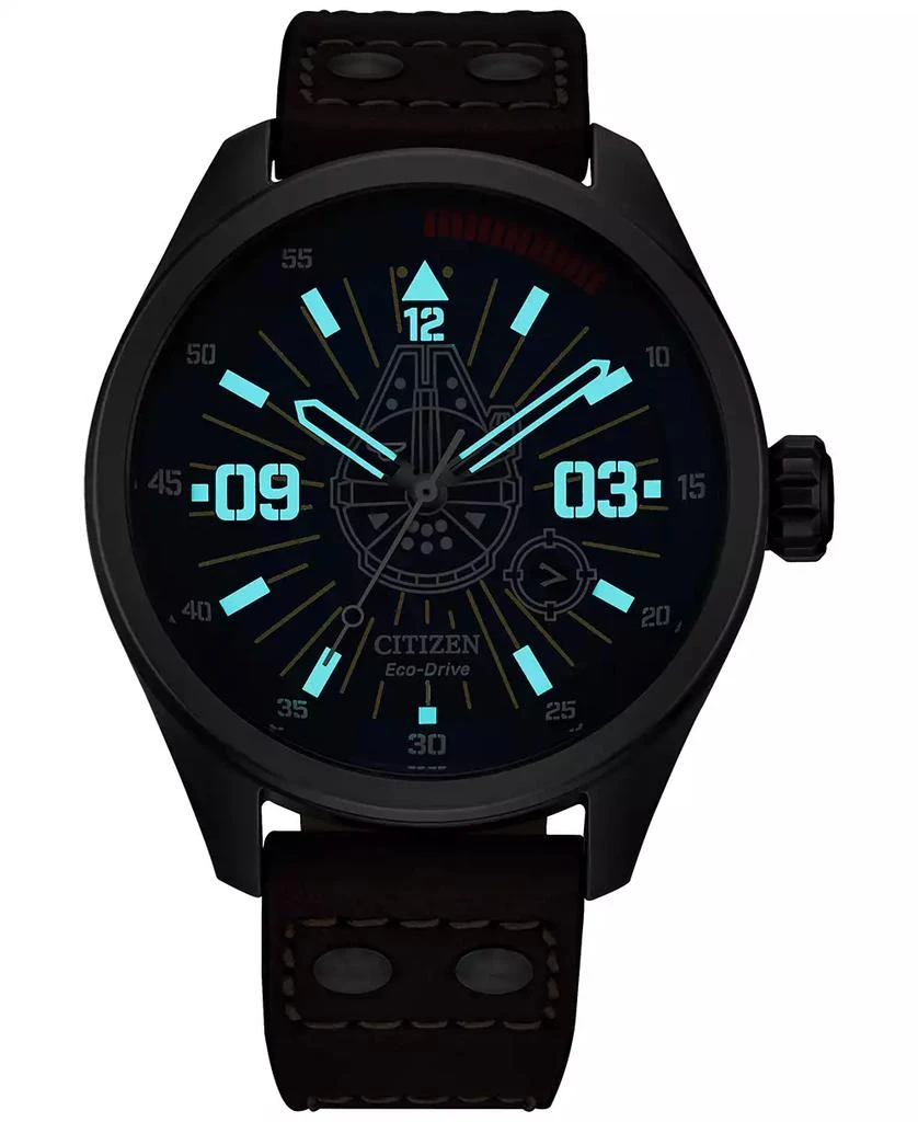 商品Citizen|Eco-Drive Men's Star Wars Han Solo Brown Leather Strap Watch 43mm,价格¥2025,第4张图片详细描述