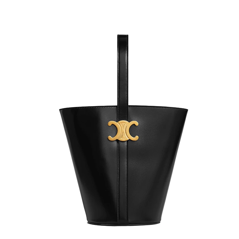 商品Celine|【包税】CELINE/赛琳 22新款SEAU系列 女士黑色小牛皮金色凯旋扣单肩包水桶包199913BF4.38NO,价格¥16358,第1张图片