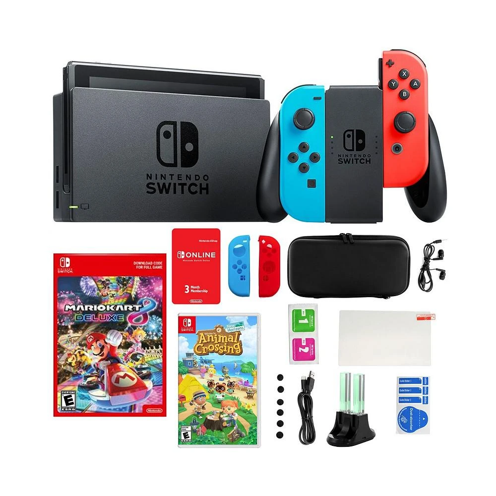 商品Nintendo|Switch Neon Mario Kart 8 Bundle with Animal Crossing & Accessories,价格¥3934,第1张图片