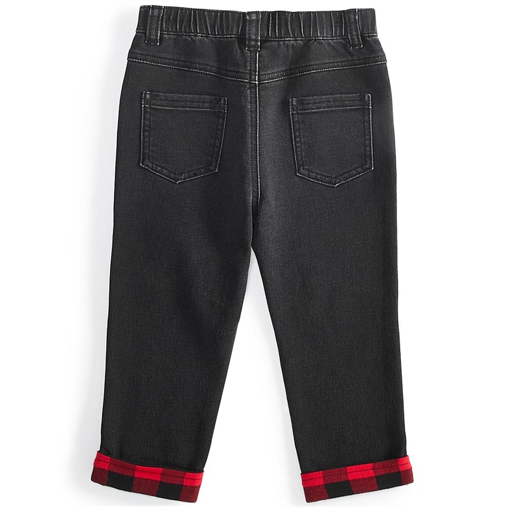 Baby Boys Black Wash Flannel Cuff Jeans, Created for Macy's商品第2张图片规格展示
