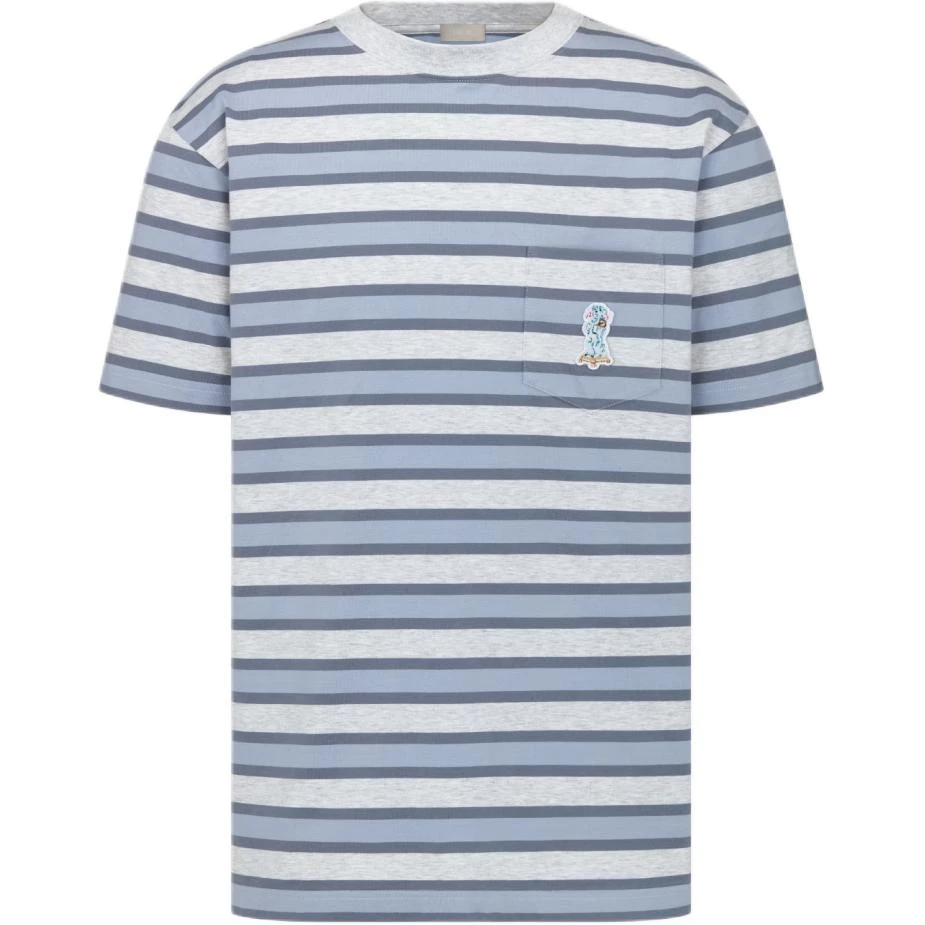 商品[国内直发] Dior|迪奥 SS24 条纹Logo贴标圆领宽松短袖T恤 男款 多色,价格¥4887,第1张图片