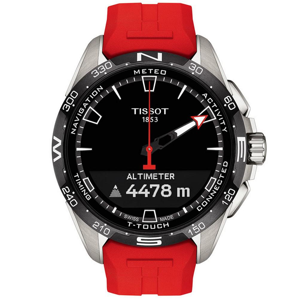 Men's Swiss T-Touch Connect Solar Red Rubber Strap Smart Watch 48mm商品第5张图片规格展示
