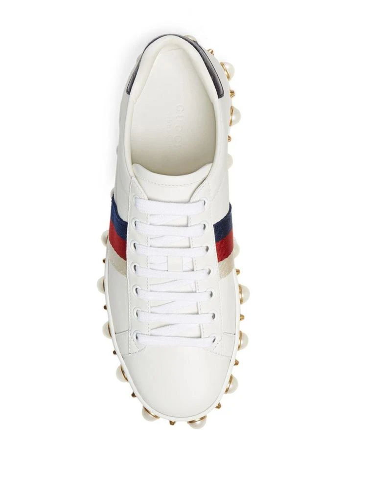 商品Gucci|Gucci - New Ace Faux Pearl Studded Leather Low-Top Sneakers,价格¥8246,第4张图片详细描述