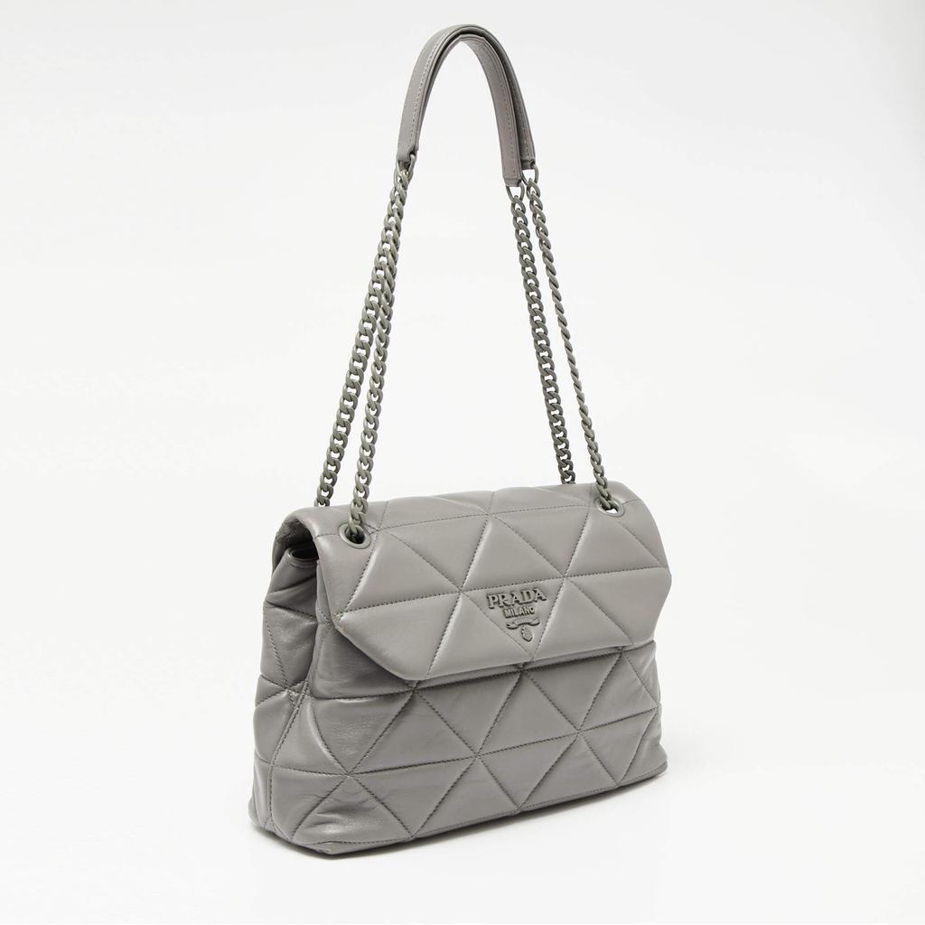 Prada Grey Nappa Leather Large Spectrum Shoulder Bag商品第3张图片规格展示