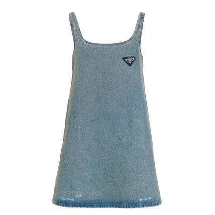 商品[国内直发] Prada|PRADA 女士蓝色铁牌牛仔吊带连衣裙 GFA122-1ZAB-F0008,价格¥12359,第1张图片