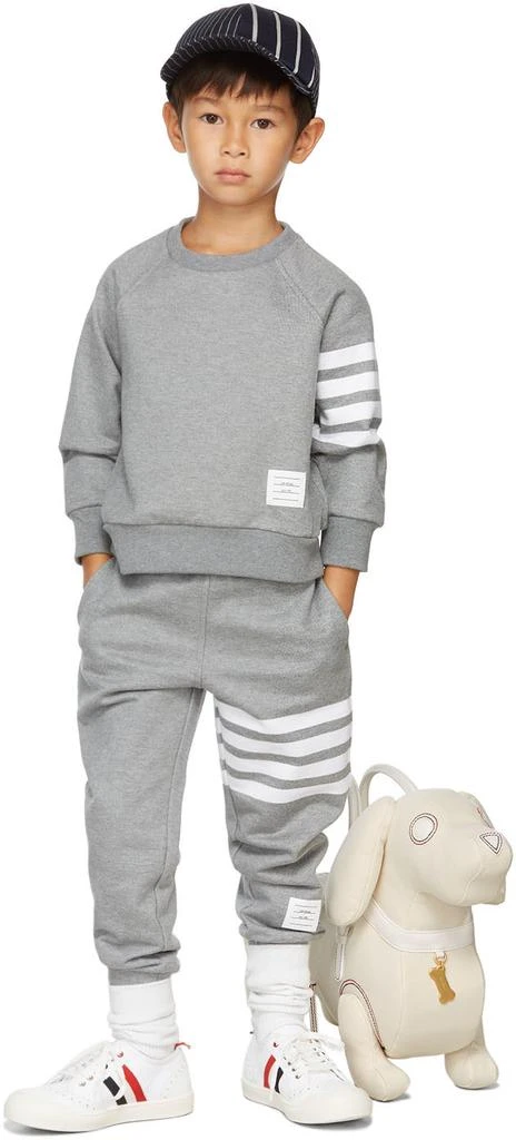 商品Thom Browne|灰色 Loopback 4-Bar 儿童运动裤,价格¥4695,第1张图片