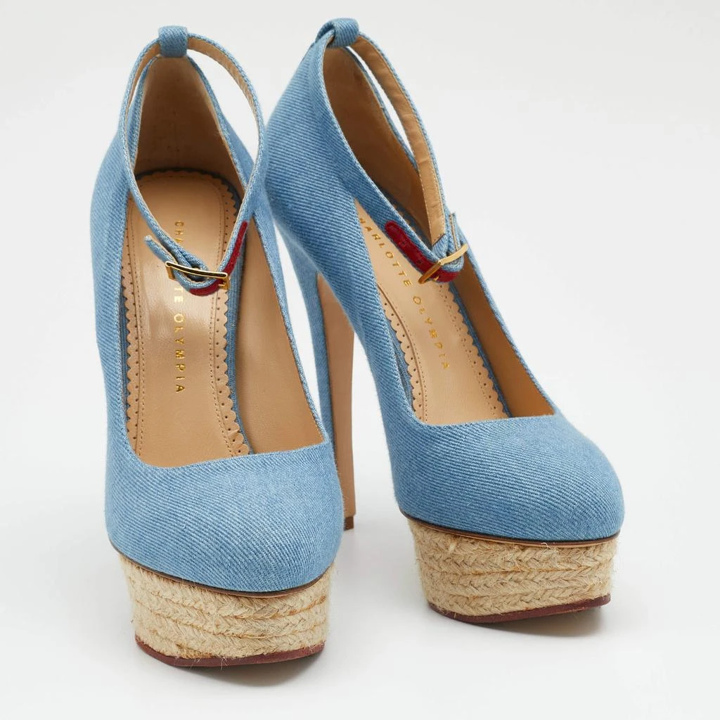 商品[二手商品] Charlotte Olympia|Charlotte Olympia Blue Denim Dolores Platform Ankle Strap Pumps Size 39,价格¥1122,第4张图片详细描述
