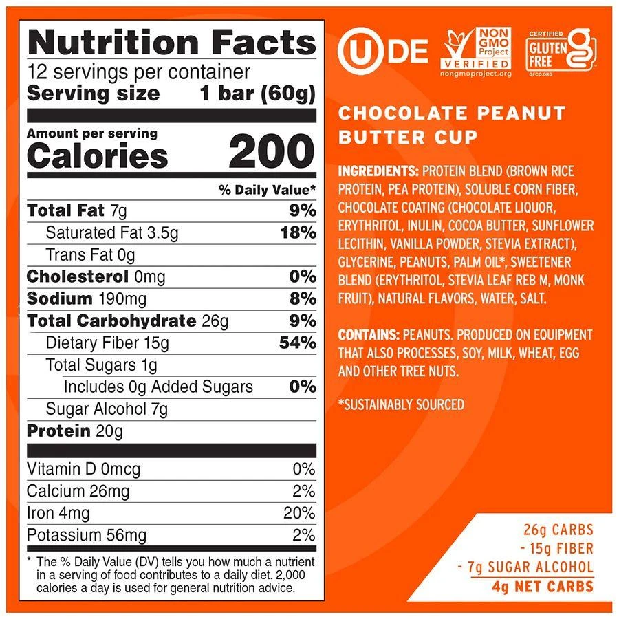 商品No Cow|Dipped Protein Bar Chocolate Peanut Butter Cup,价格¥25,第3张图片详细描述