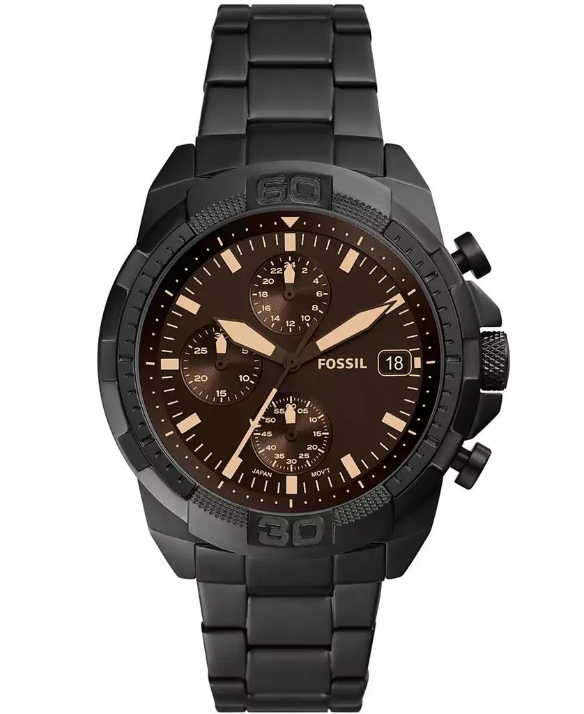 商品Fossil|Men's Bronson Chronograph Black Stainless Steel Bracelet Watch 44mm,价格¥1022,第1张图片