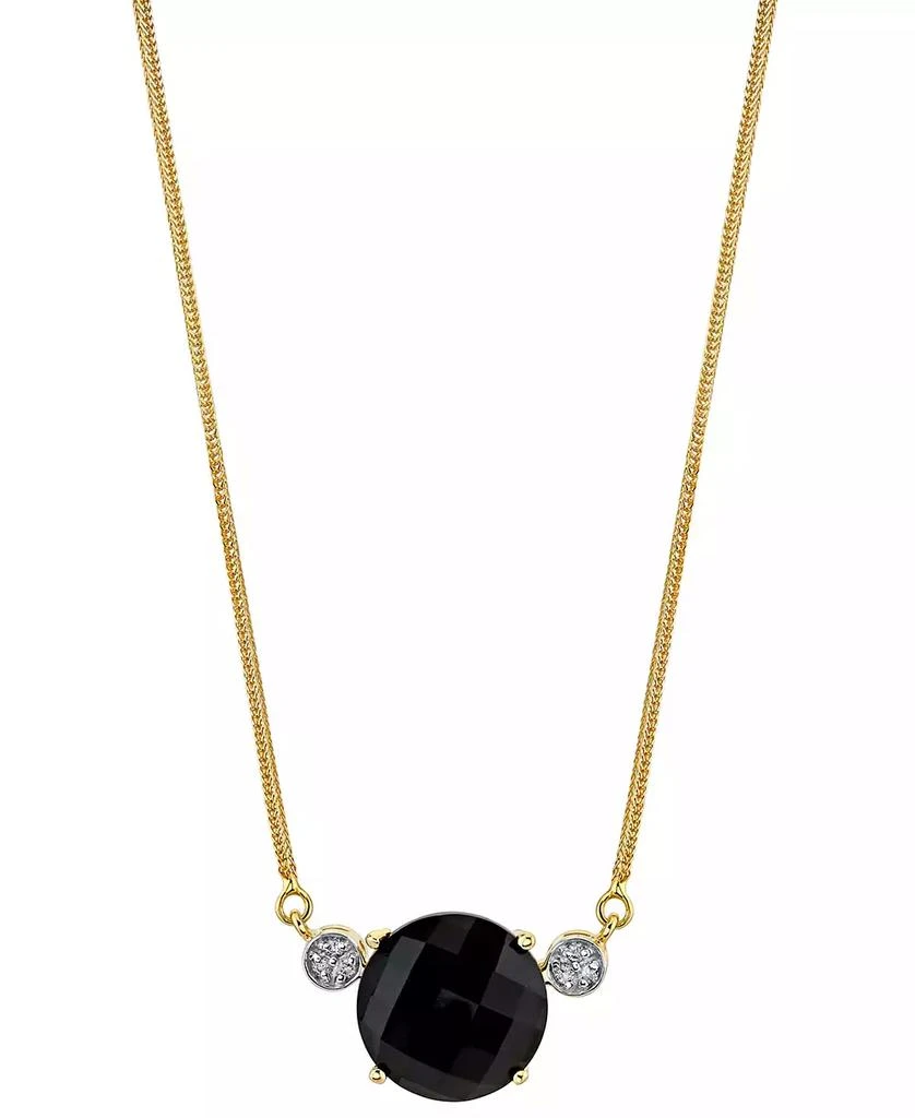 商品Macy's|Onyx & Diamond Accent 16" Pendant Necklace in 14k Gold,价格¥4222,第1张图片