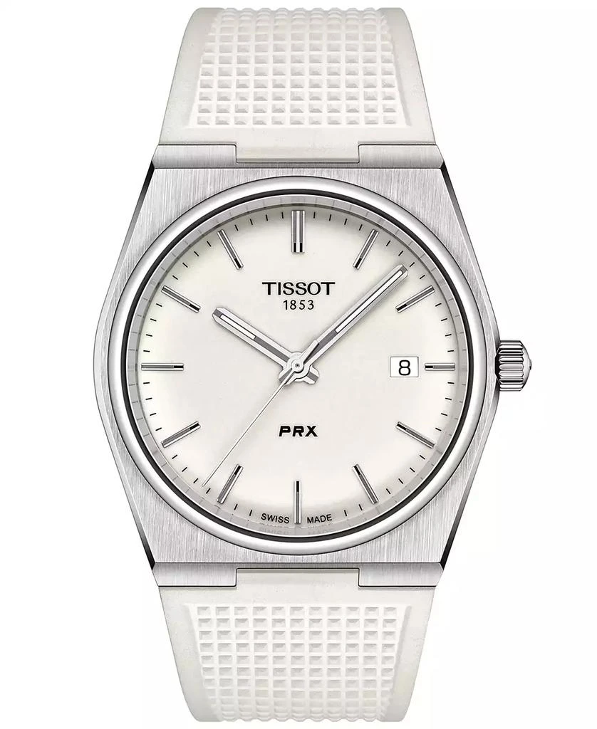 商品Tissot|Men's Swiss Automatic PRX White Rubber Strap Watch 40mm,价格¥2851,第1张图片