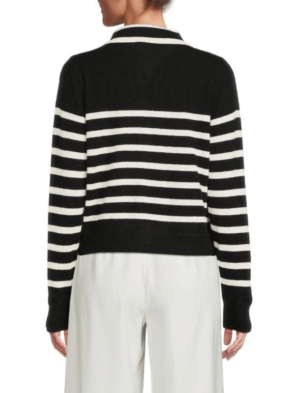 商品Saks Fifth Avenue|100% Cashmere Long Sleeve Striped Sweater Polo,价格¥1138,第2张图片详细描述