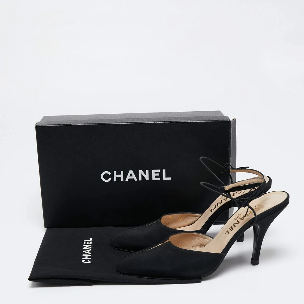 Chanel Black Canvas Pointed Toe  Ankle Wrap Sandals Size 39  商品