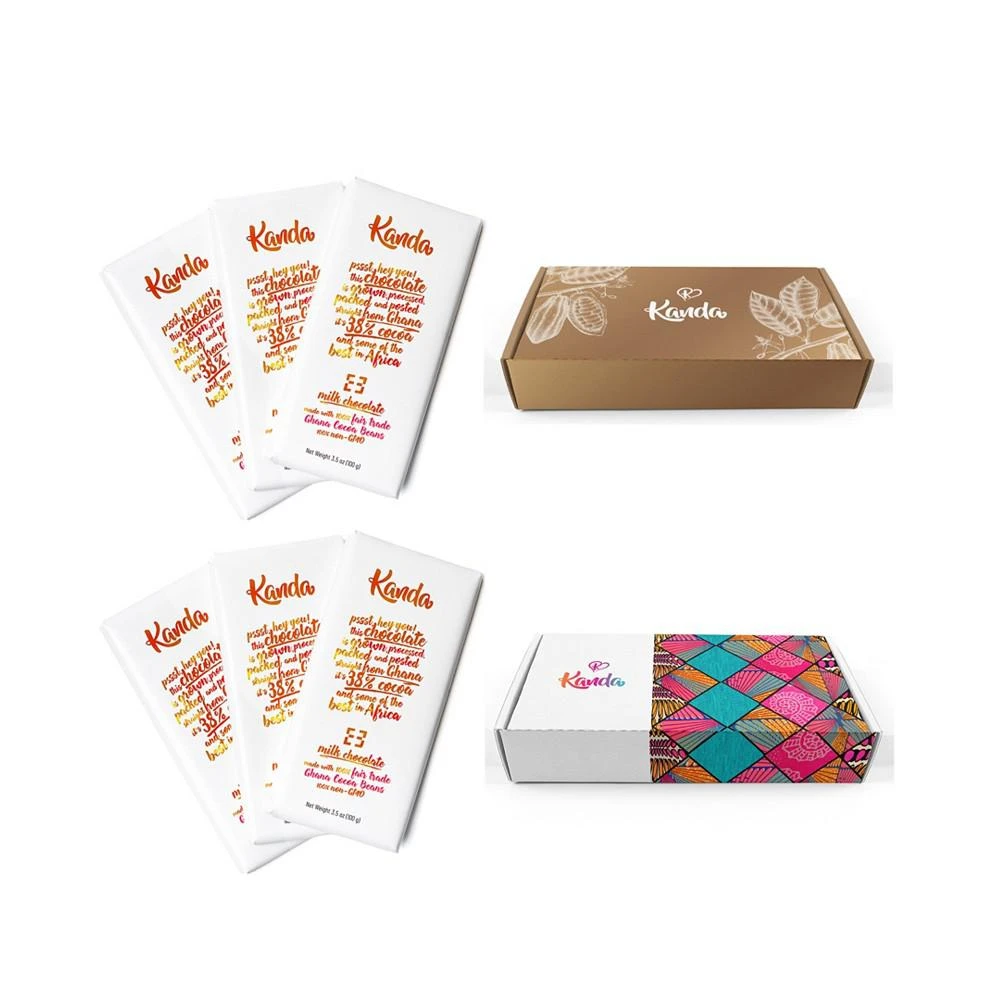 商品Kanda Chocolates|Extra Milk Chocolate Gift Boxes in African and Cocoa Prints Set, 6 Pieces,价格¥298,第1张图片