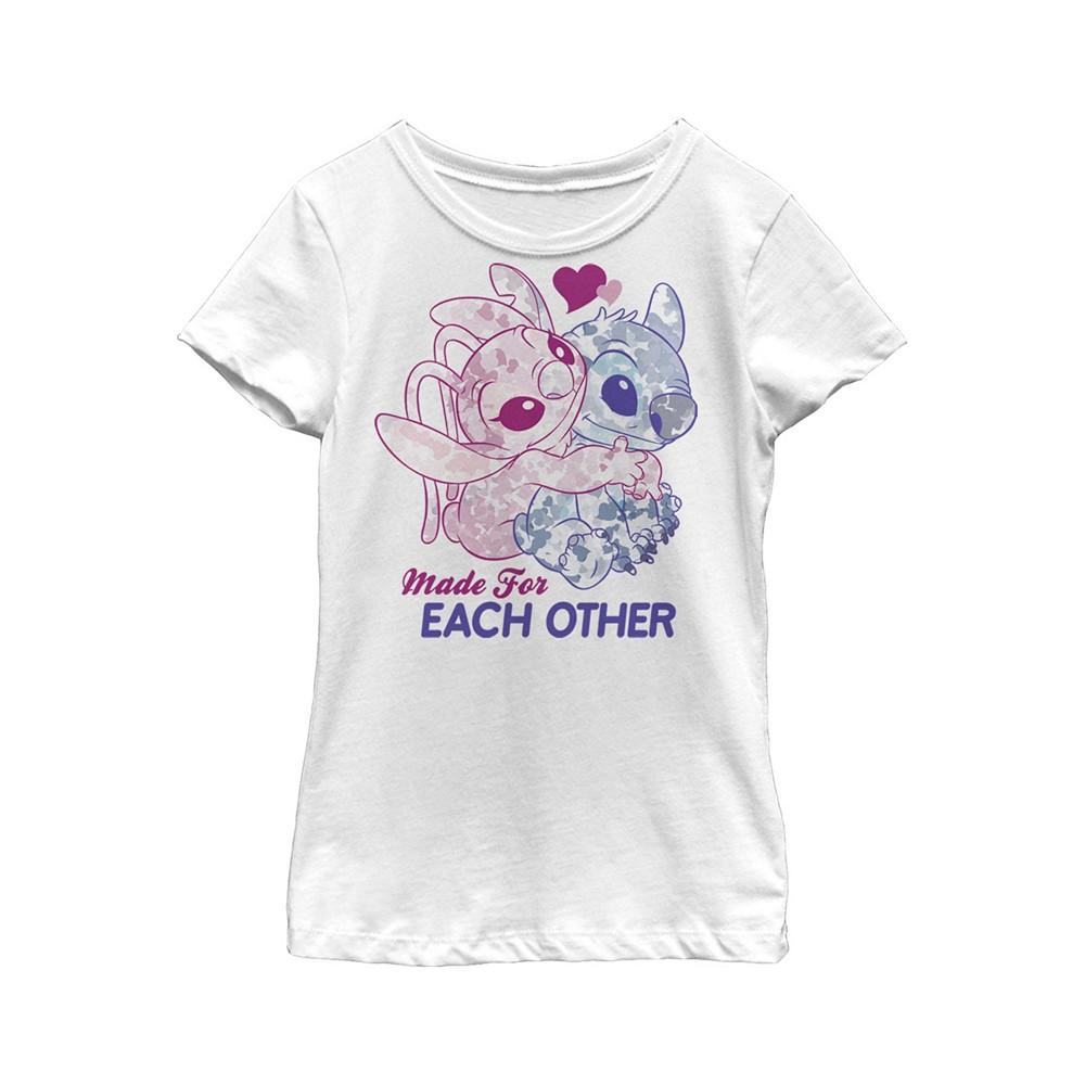 Girl's Lilo & Stitch Valentine's Day Made For Each Other  Child T-Shirt商品第1张图片规格展示