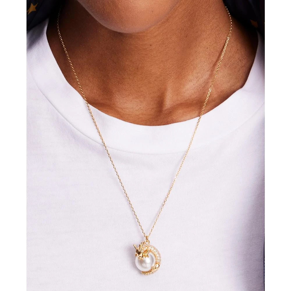 商品Kate Spade|Gold-Tone Pavé & Imitation Pearl Dragon Pendant Necklace, 16" + 3" extender,价格¥719,第4张图片详细描述