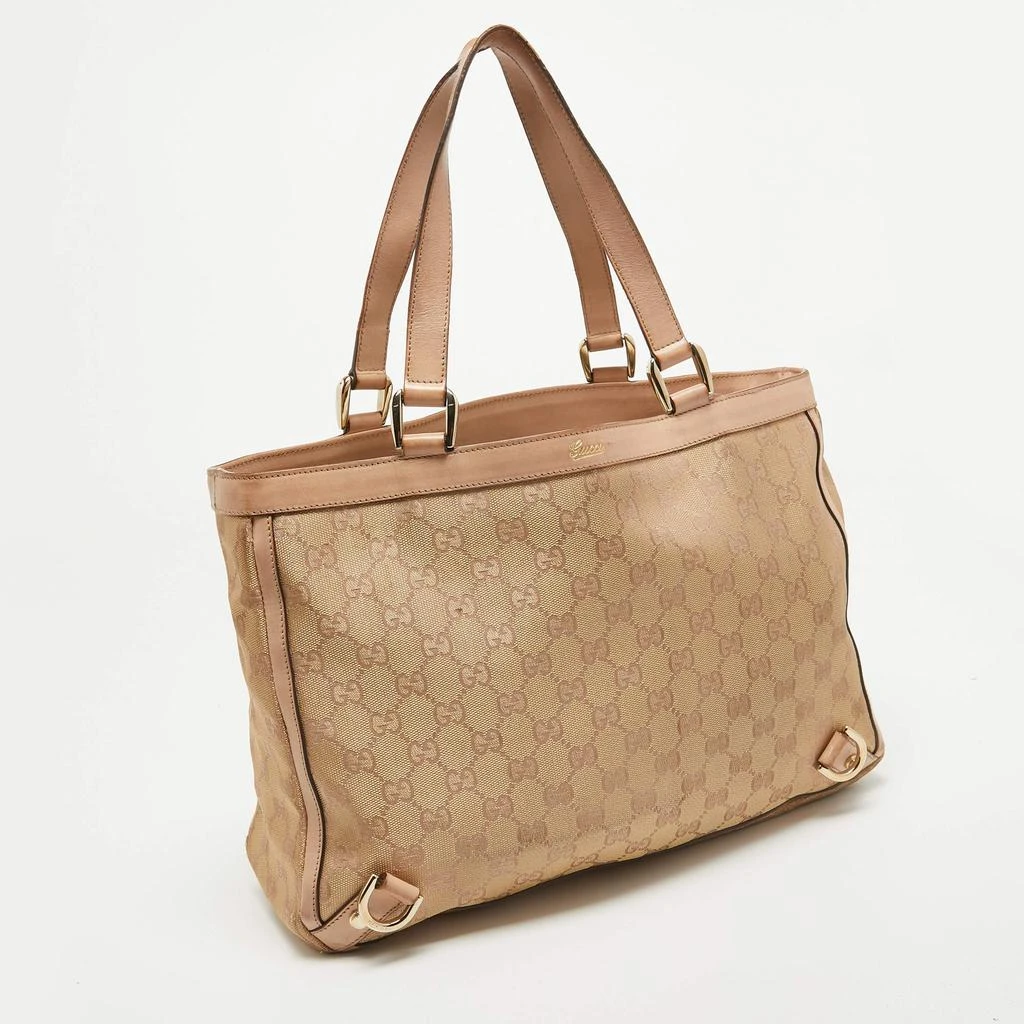 商品[二手商品] Gucci|Gucci Dusty Pink/Gold GG Lurex Fabric and Leather Tote,价格¥1894,第3张图片详细描述