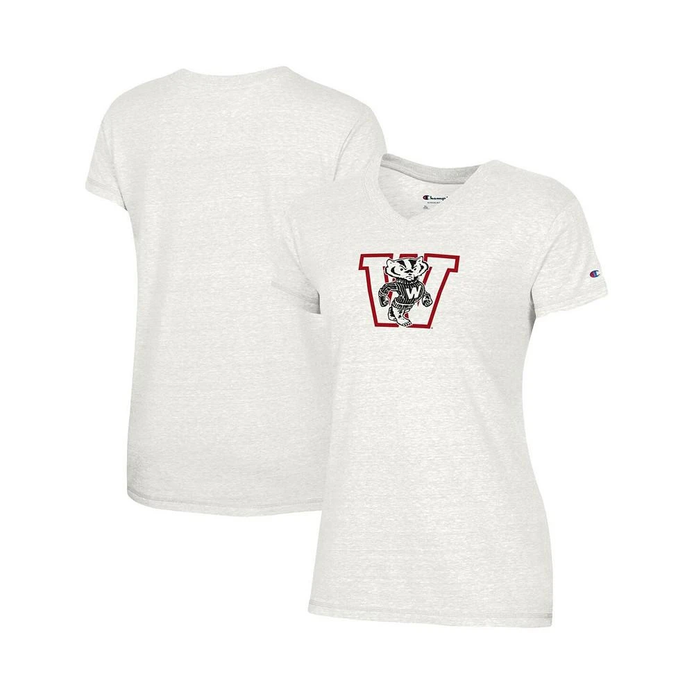 商品CHAMPION|Women's White Wisconsin Badgers Vault Logo V-Neck T-shirt,价格¥222,第1张图片