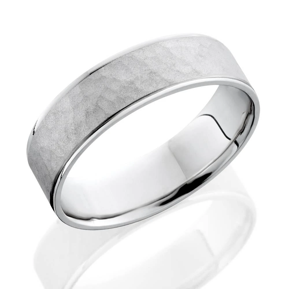 商品Pompeii3|Mens 10k White Gold Hammered Comfort Fit Wedding Band Ring Size Selectable,价格¥2959,第2张图片详细描述