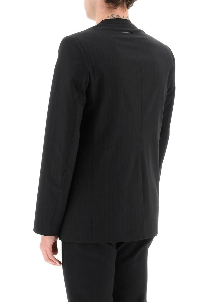 商品MM6|Mm6 maison margiela collarless pinstripe blazer,价格¥2961,第3张图片详细描述