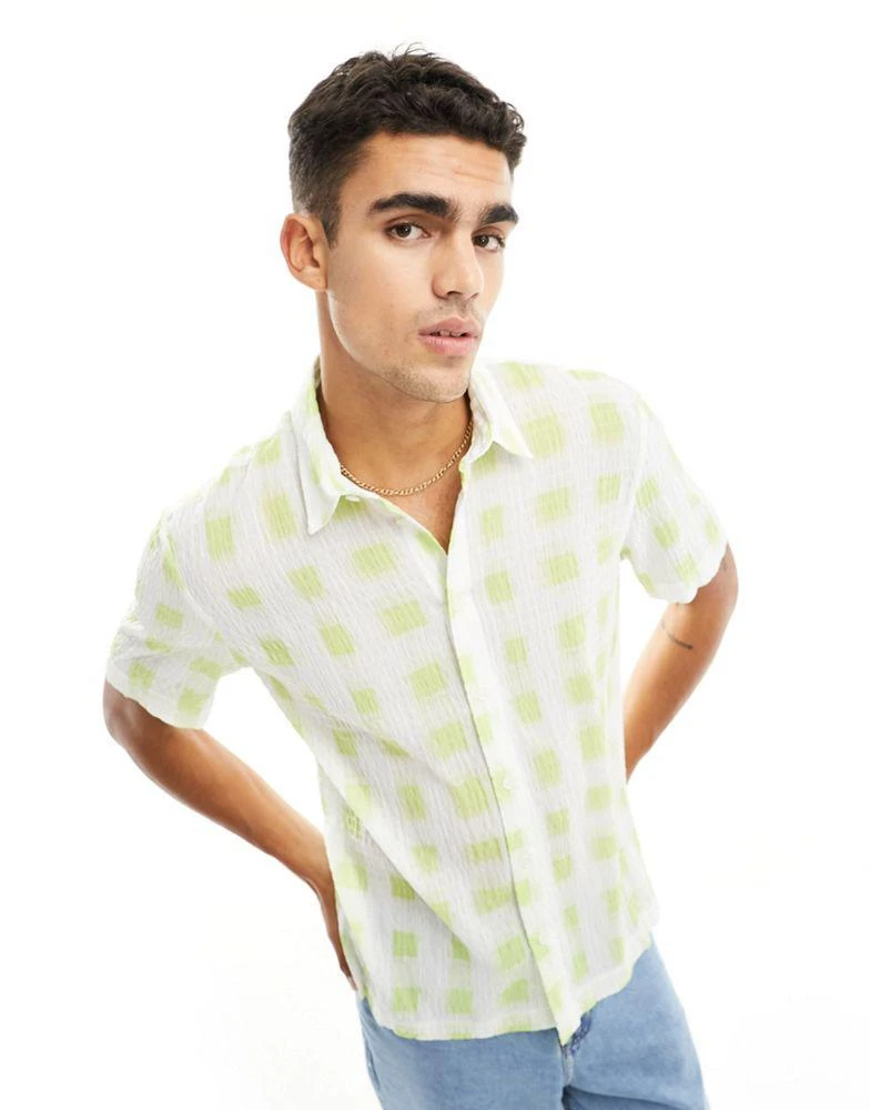 商品River Island|River Island gingham shirt in green,价格¥313,第4张图片详细描述