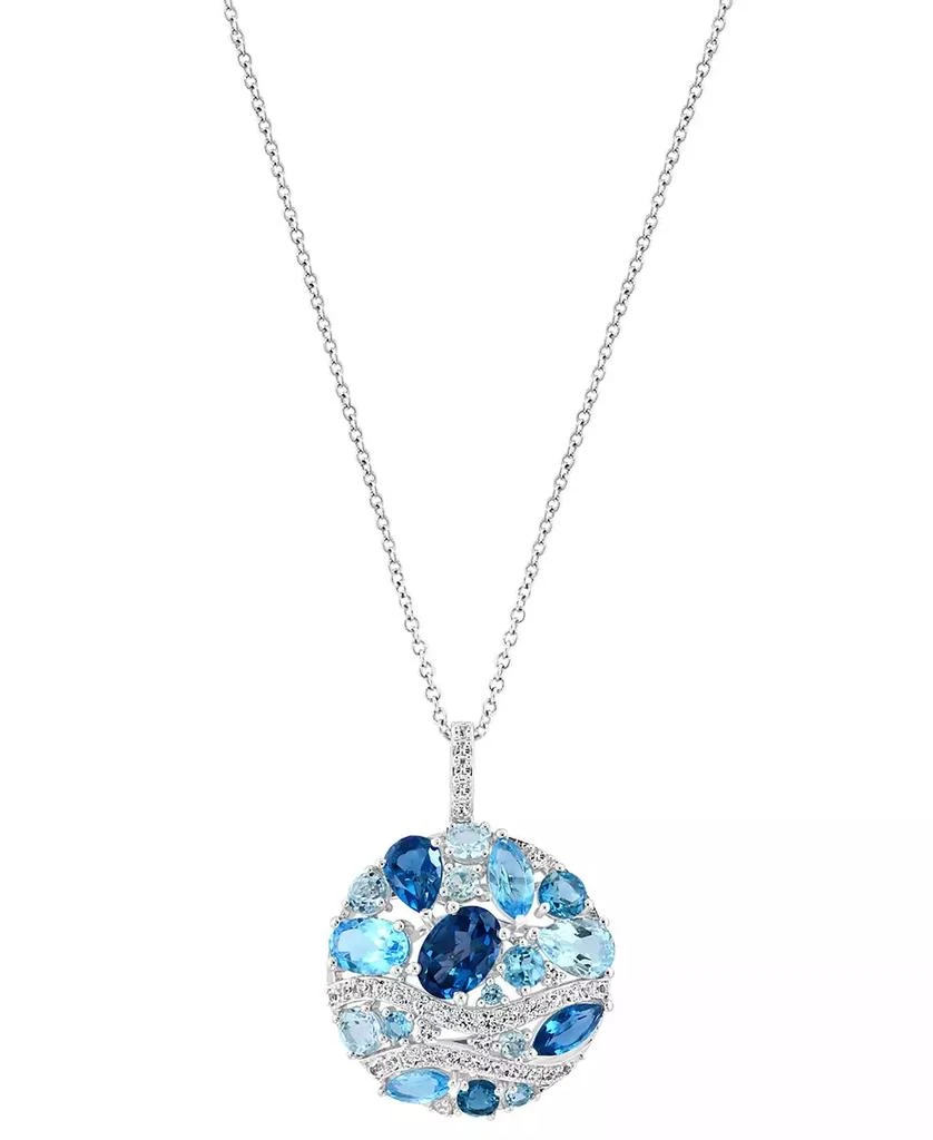 商品Effy|EFFY® Multi-Gemstone Mixed-Cut Cluster Disc 18" Pendant Necklace (5-5/8 ct. t.w.) in 14k White Gold,价格¥6661,第1张图片