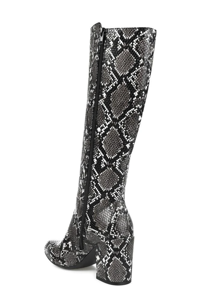 商品Journee Collection|Tavia Snakeskin Embossed Block Heel Boot - Wide Calf,价格¥457,第2张图片详细描述